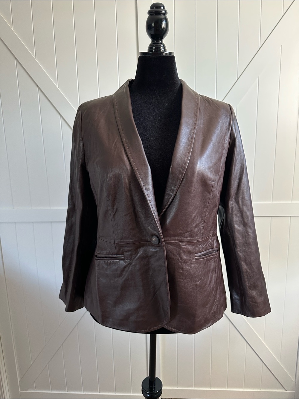 Talbots Petites 16P Brown Lambskin Leather Blazer Jacket NWT $499 16 Petite